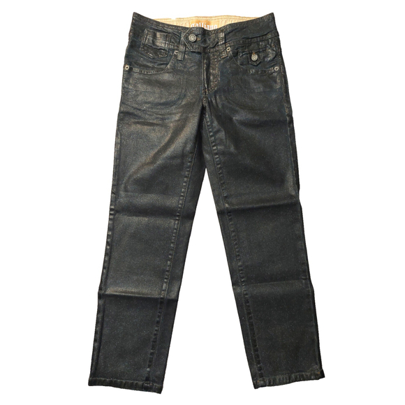 John Galliano Embossed G Midnight Blue Coated Cotton Sparkle Cropped Jeans Sz 29 - Picture 4 of 16